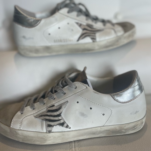 Golden Goose Superstar Leather Upper Suede Toe Zebra. - Picture 10 of 11